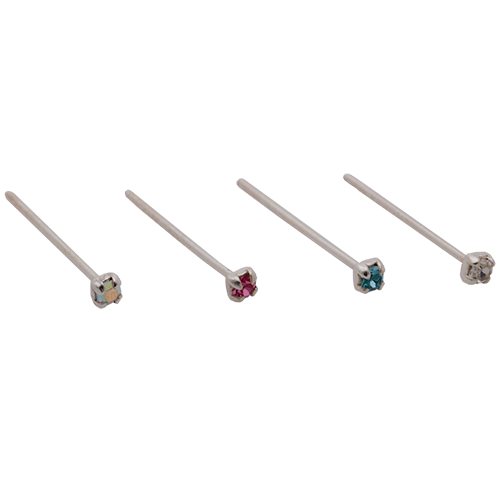 Nose Stud 4x Sterling Assorted Crystals