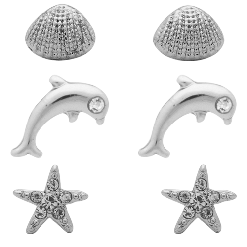 Rhodium  Shell + Dolphin + Starfish
